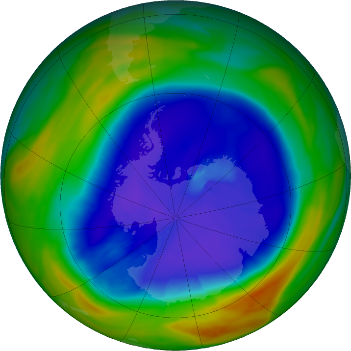 Antarctic ozone map for 12 September 2023